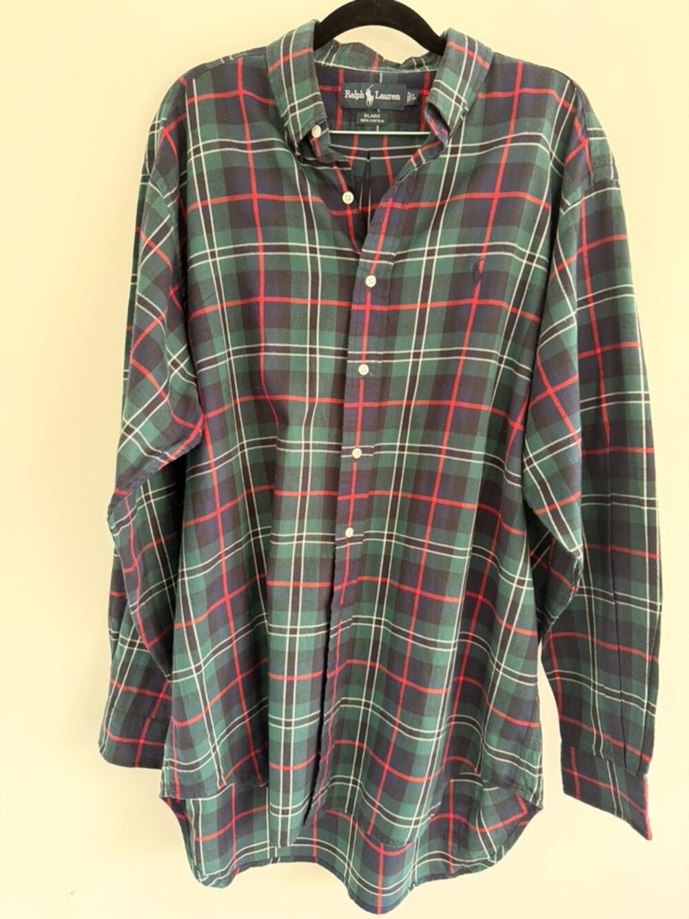 Ralph Lauren BLAIRE Plaid Button Down (Navy/Green/Red)